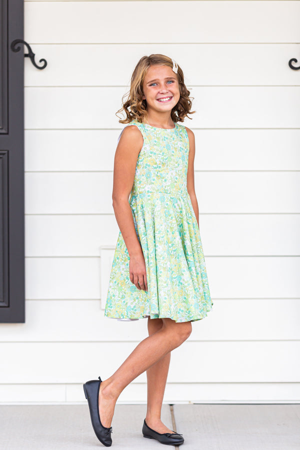 Jackie Dress in Green Flowers