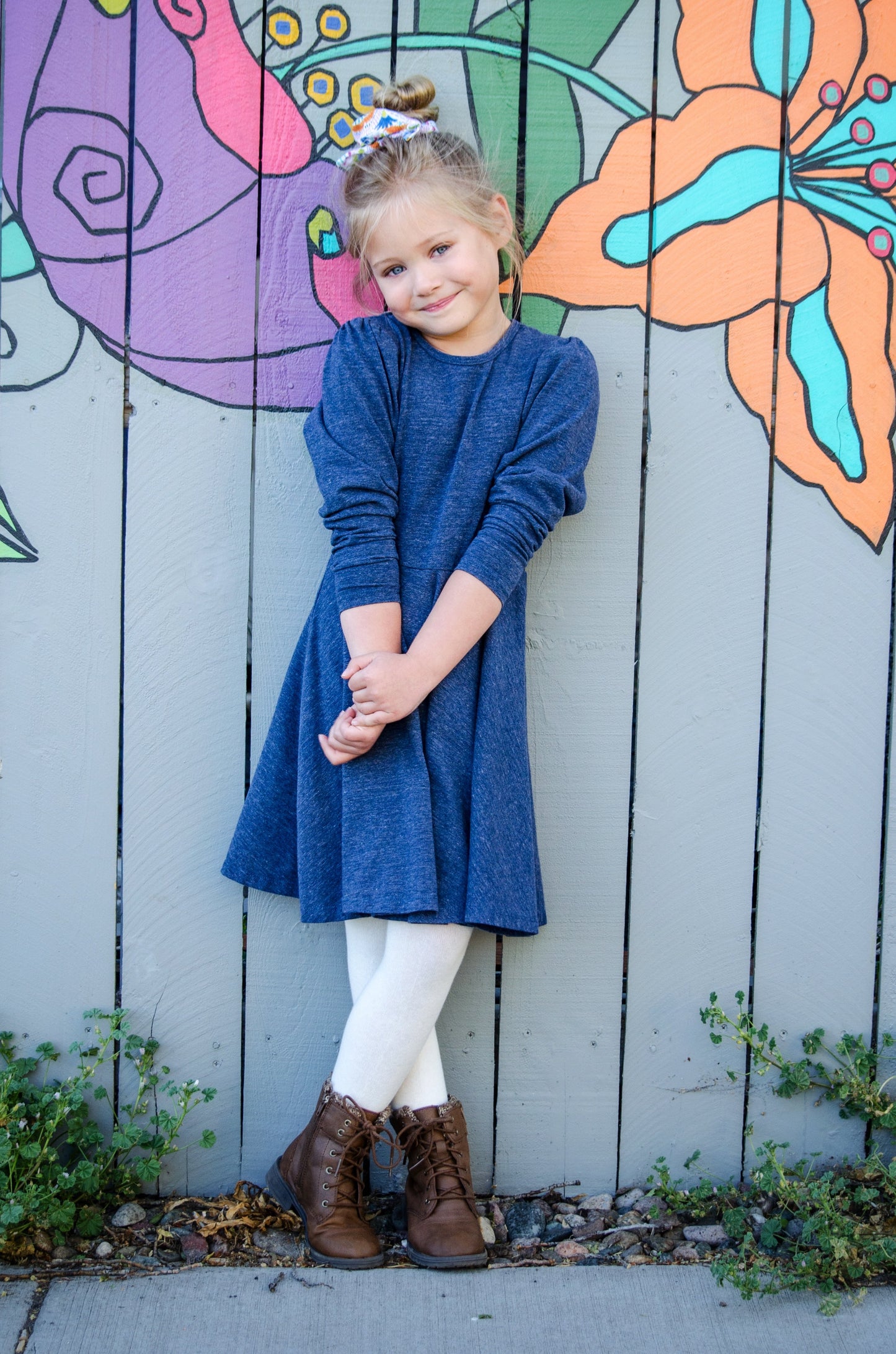 Alexis Long Sleeve T-Shirt Dress in Blue
