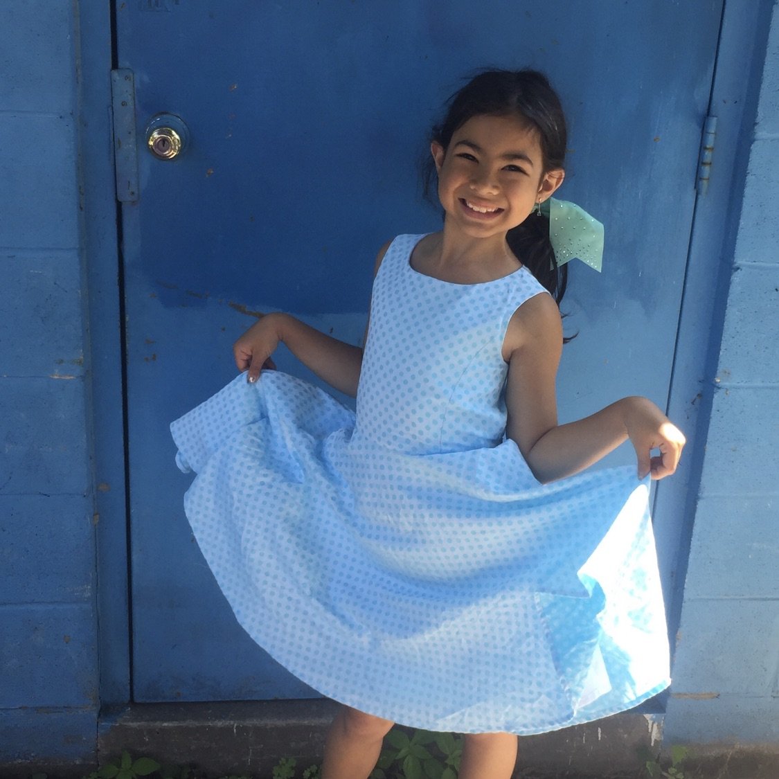 Emma Dress in Blue Dots