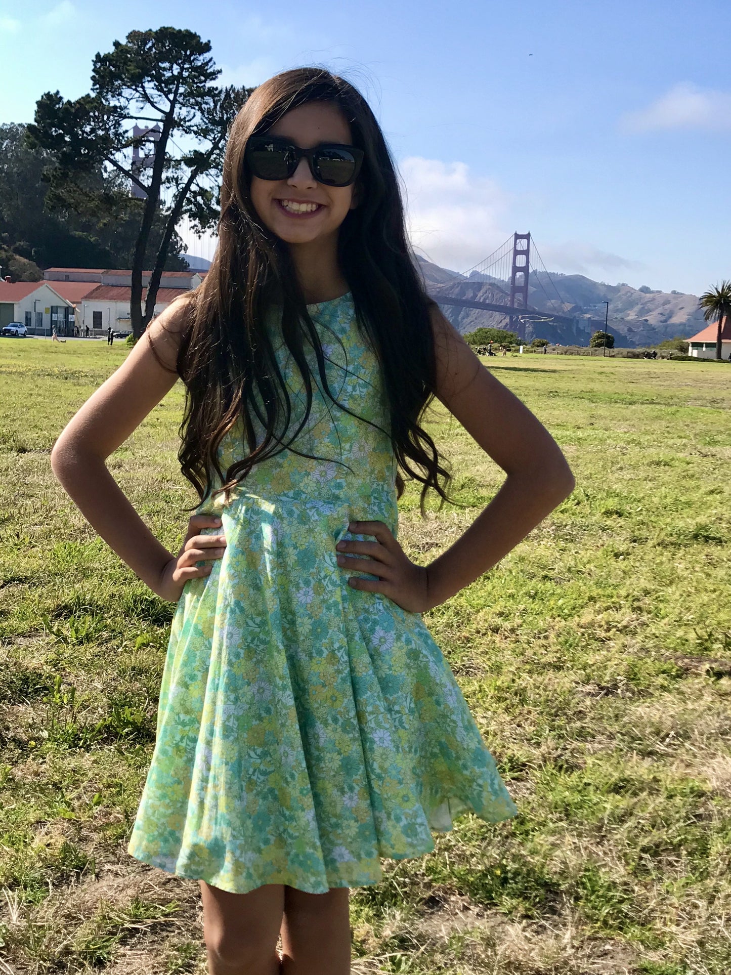 Jackie Dress in Green Flowers