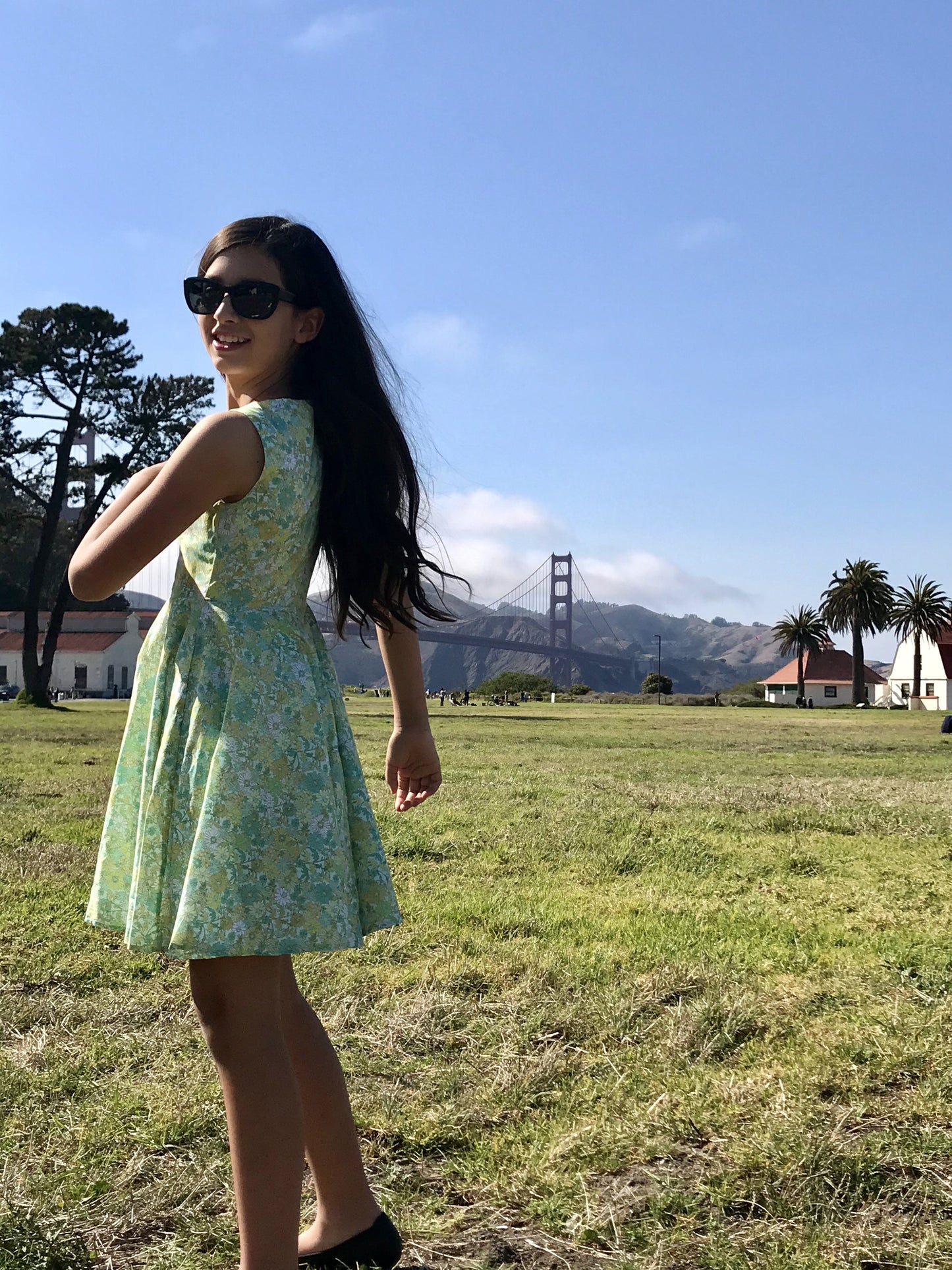 Jackie Dress in Green Flowers