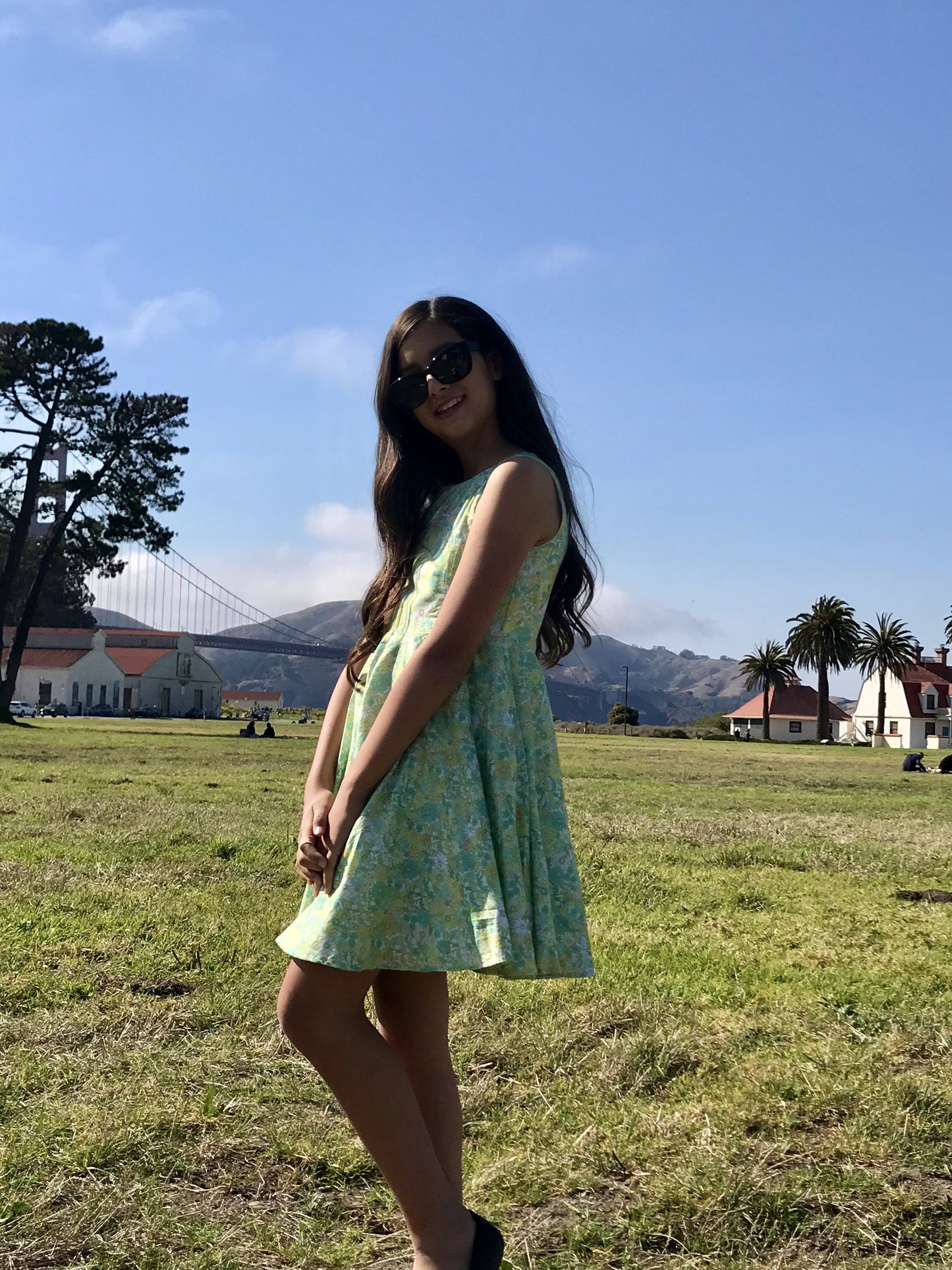 Jackie Dress in Green Flowers