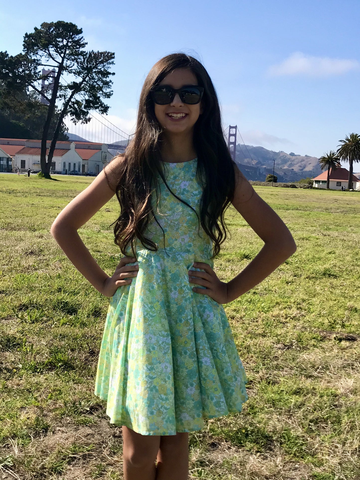 Jackie Dress in Green Flowers