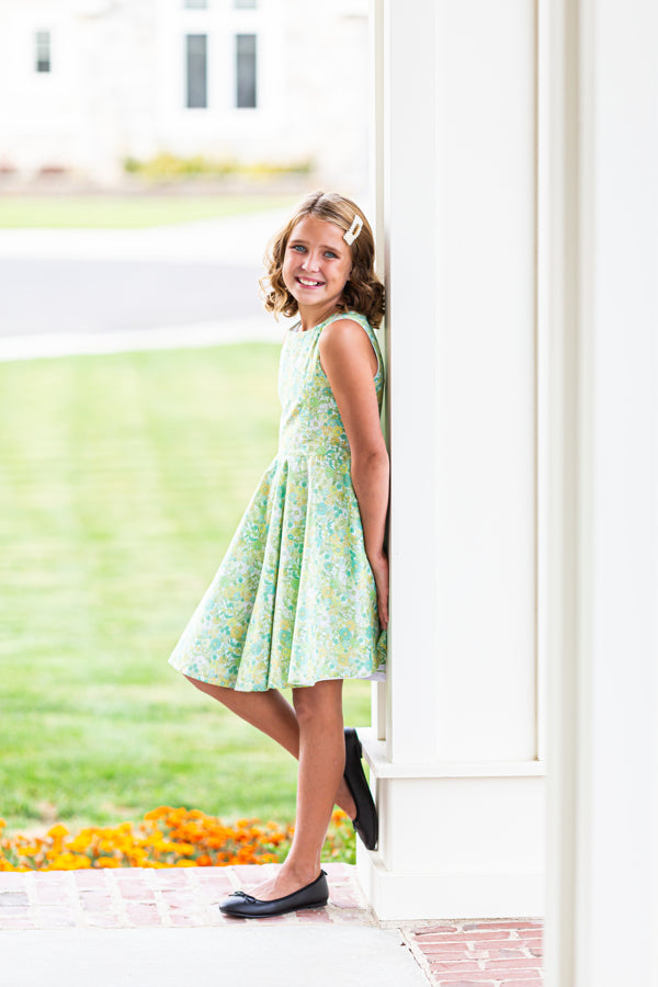 Jackie Dress in Green Flowers
