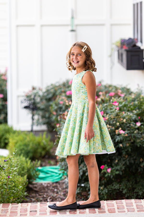 Jackie Dress in Green Flowers