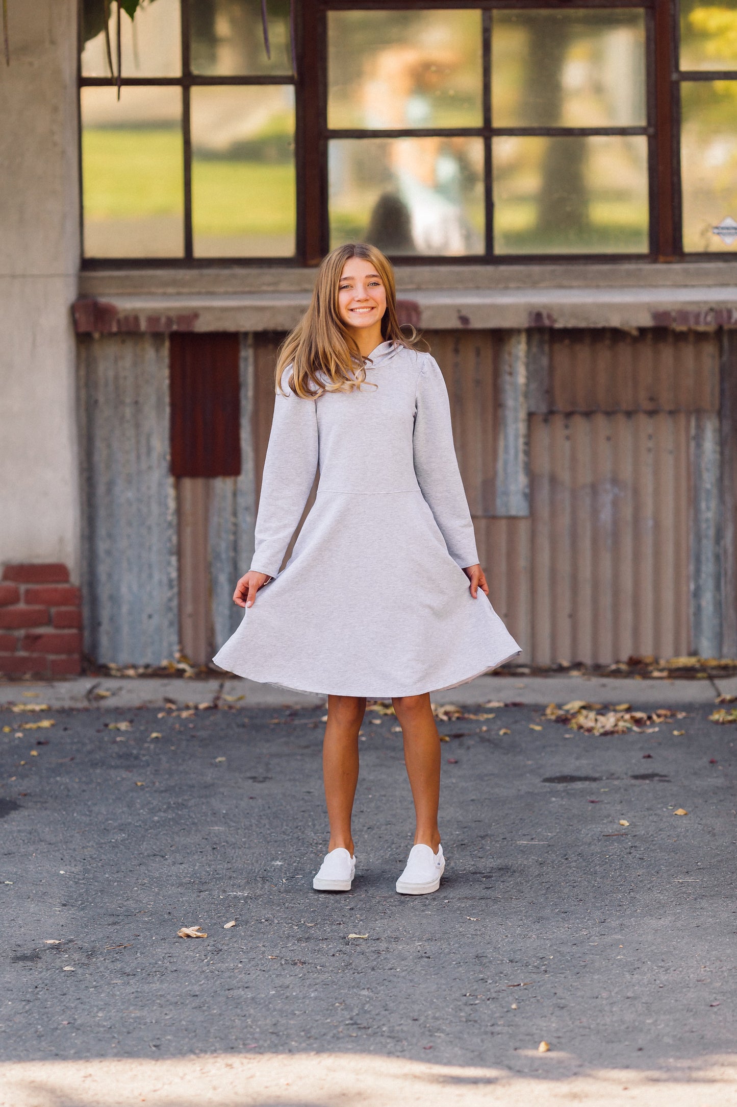 Piper Hoodie Dress in Blue