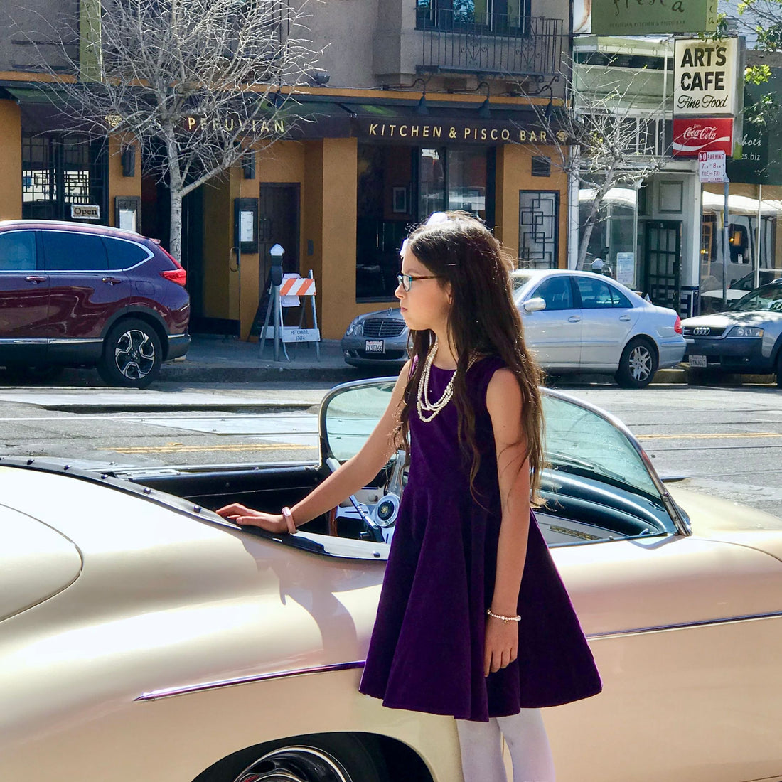 Classic Girl Clothing's purple velvet sleeveless dress