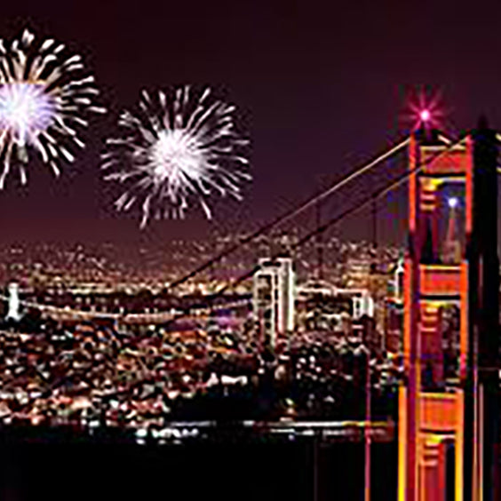 Fireworks over the Golden Gate Bridge