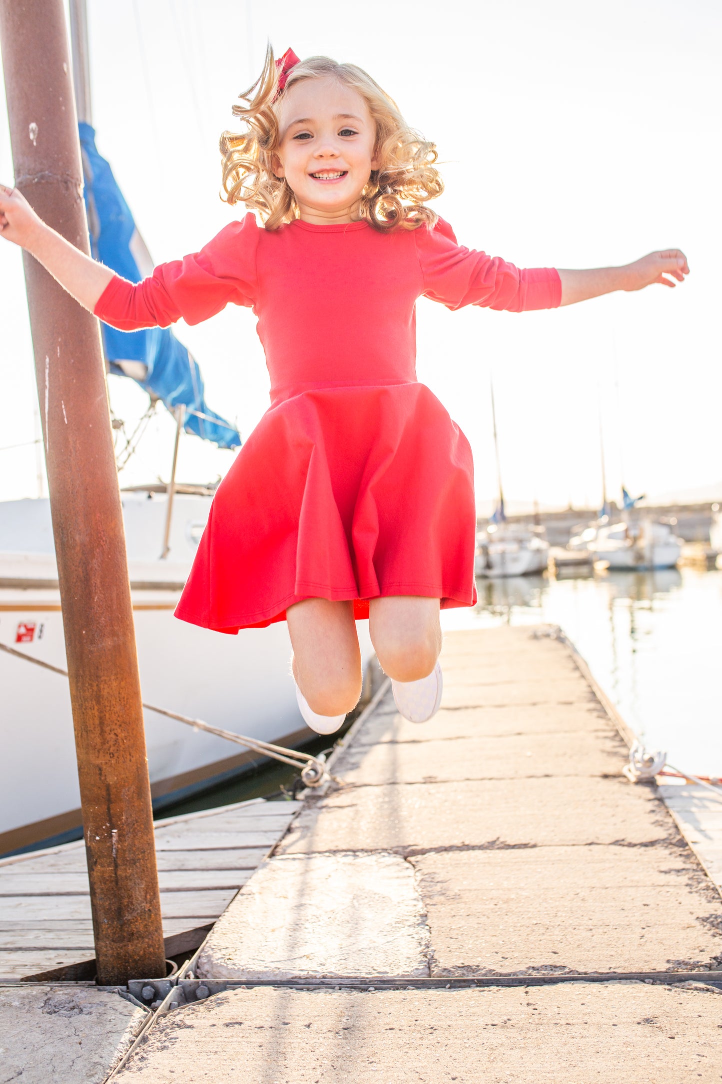 Alexis Long Sleeve T-Shirt Dress in Red