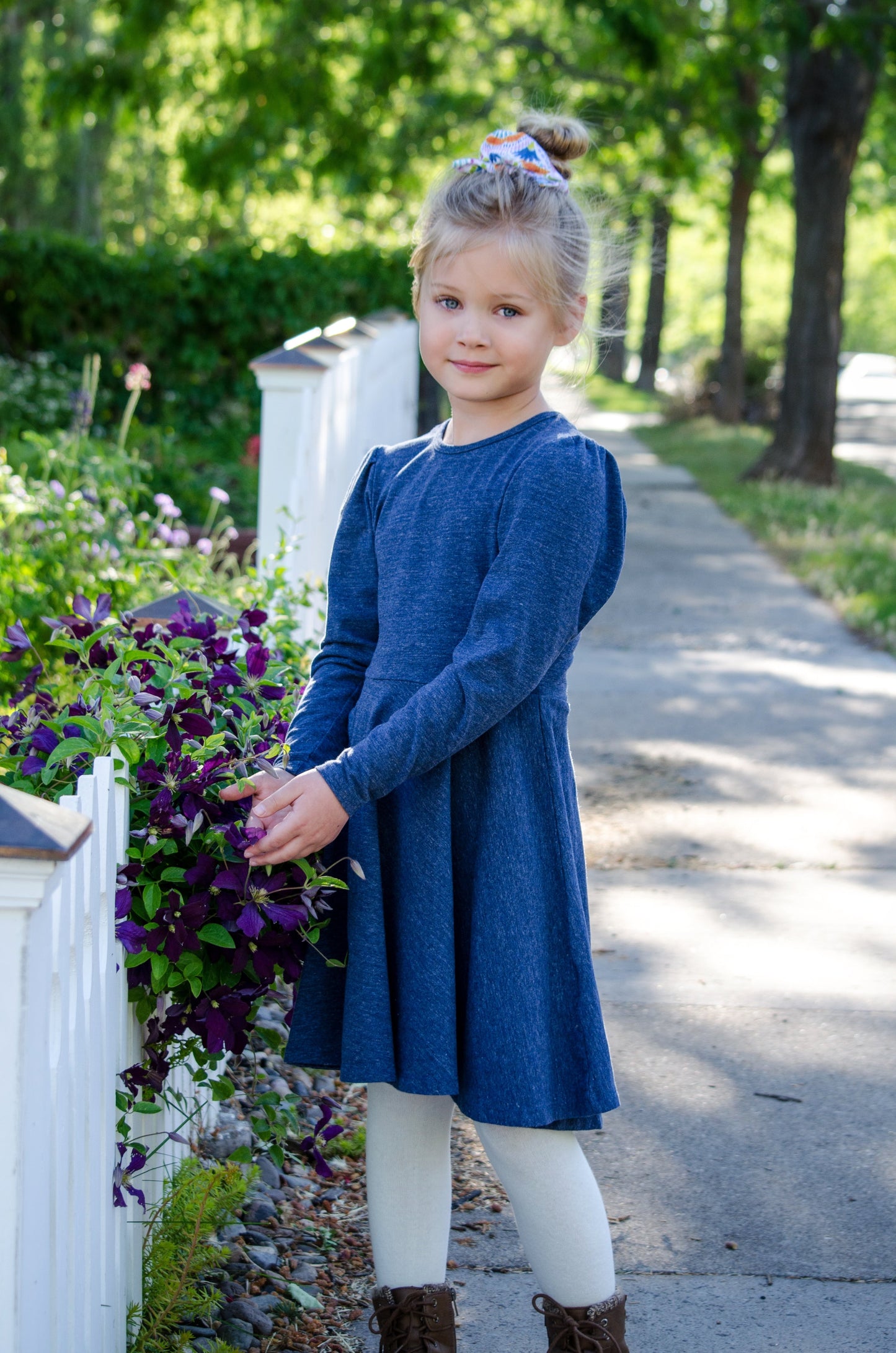 Alexis Long Sleeve T-Shirt Dress in Blue