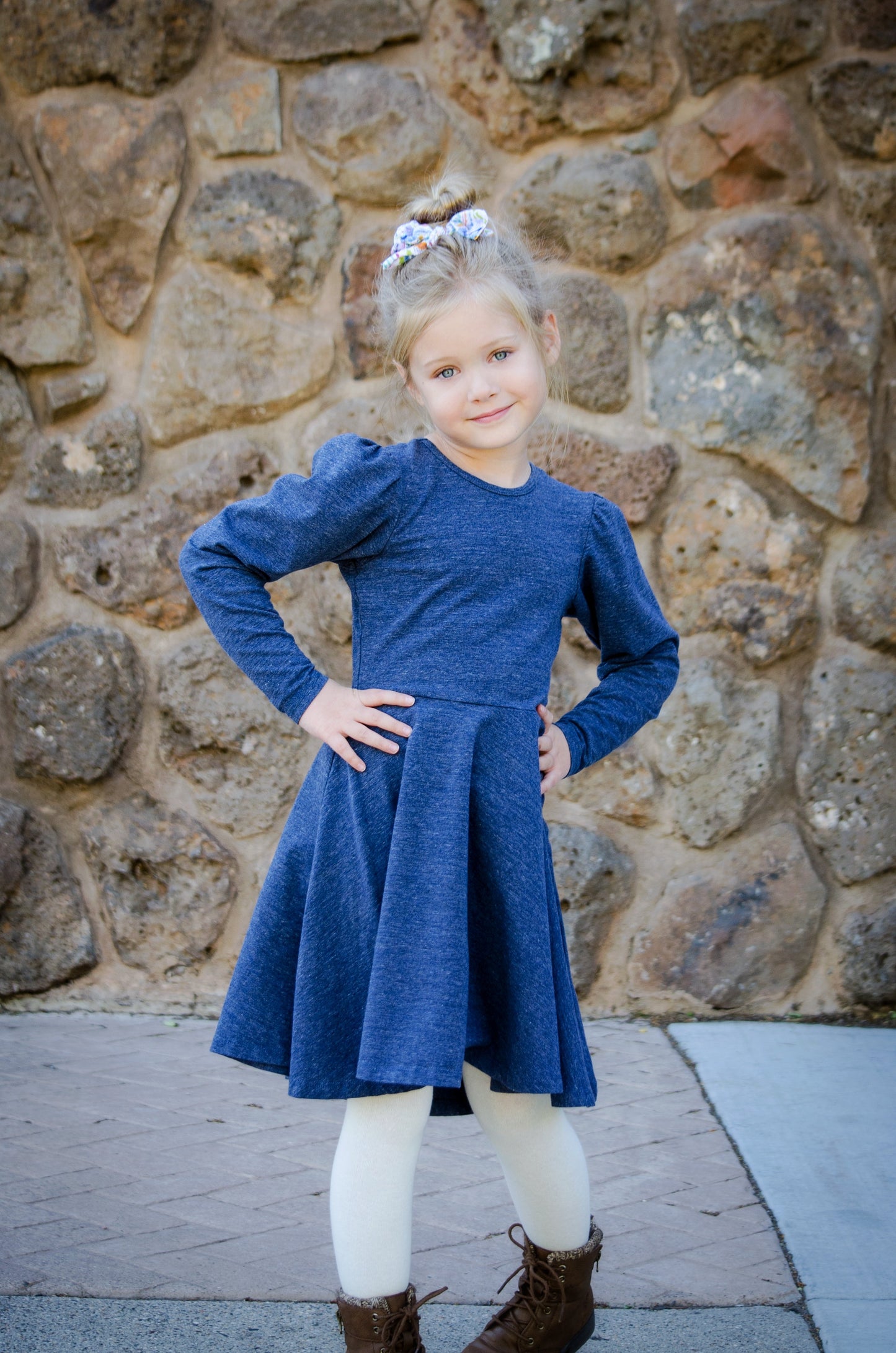 Alexis Long Sleeve T-Shirt Dress in Blue