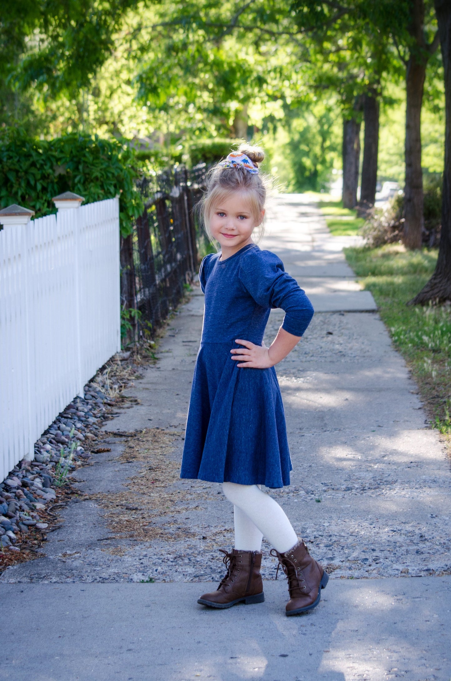 Alexis Long Sleeve T-Shirt Dress in Blue