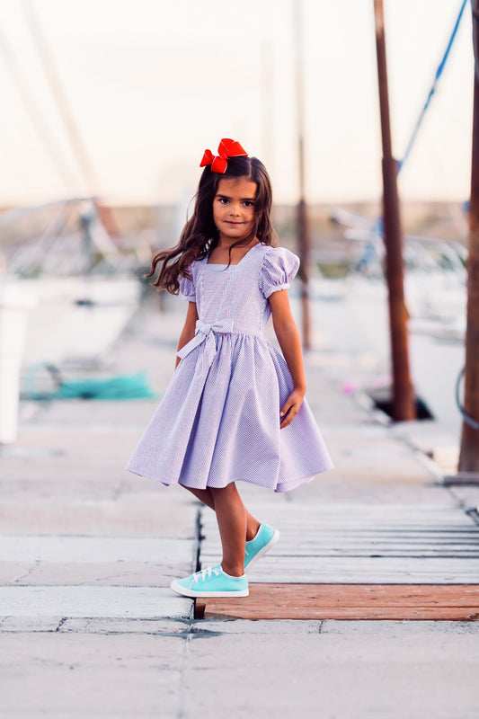 Picnic Dress in Red, White & Blue Seersucker