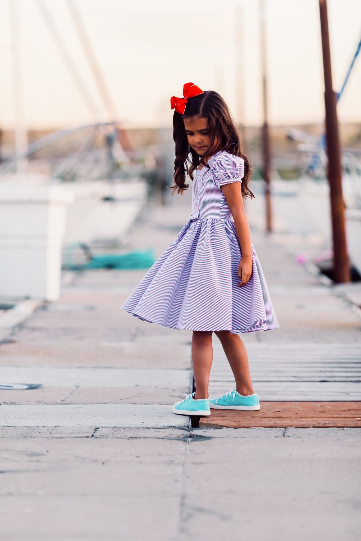 Picnic Dress in Red, White & Blue Seersucker