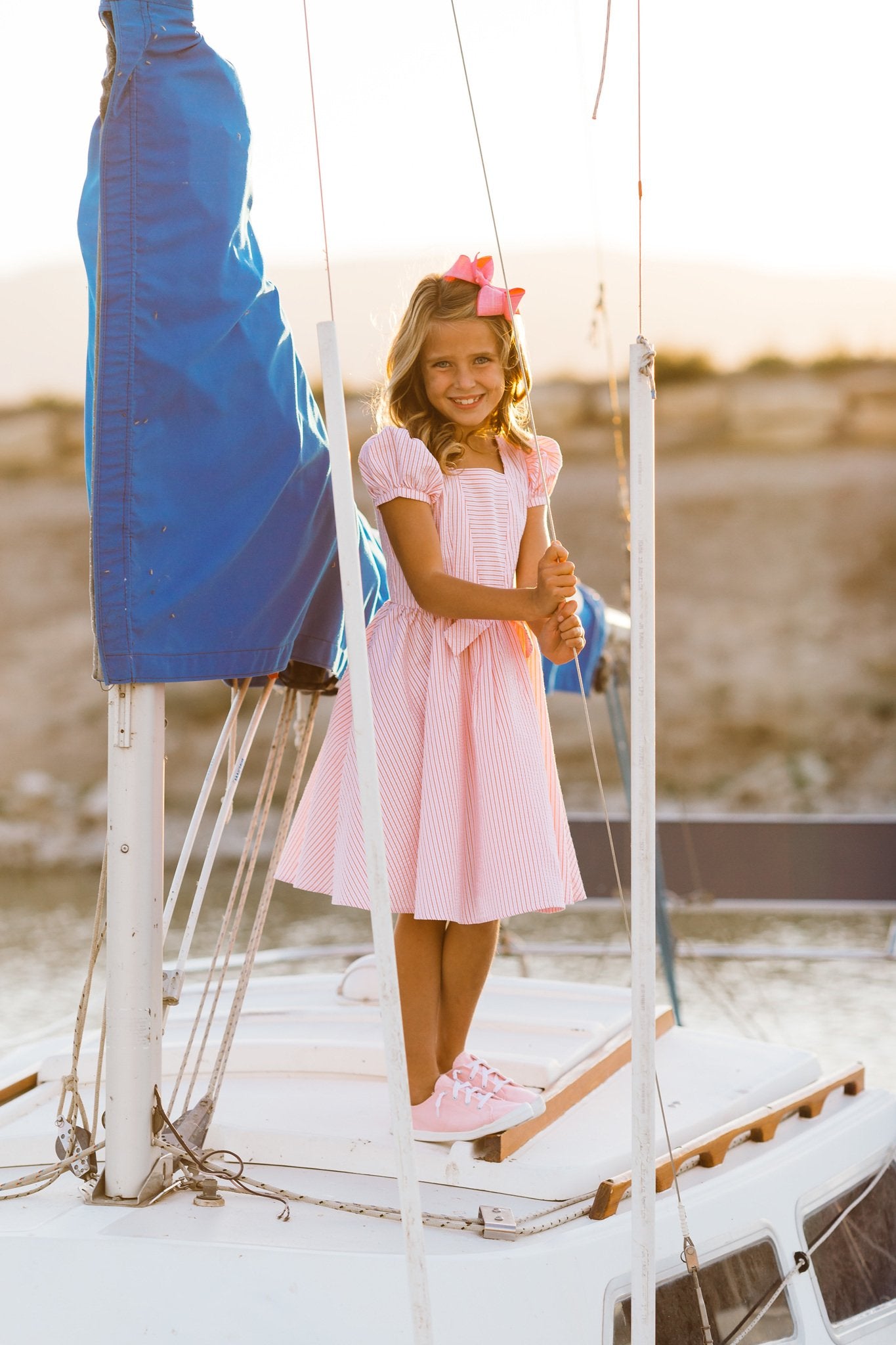 Picnic Dress in Red, White & Blue Seersucker