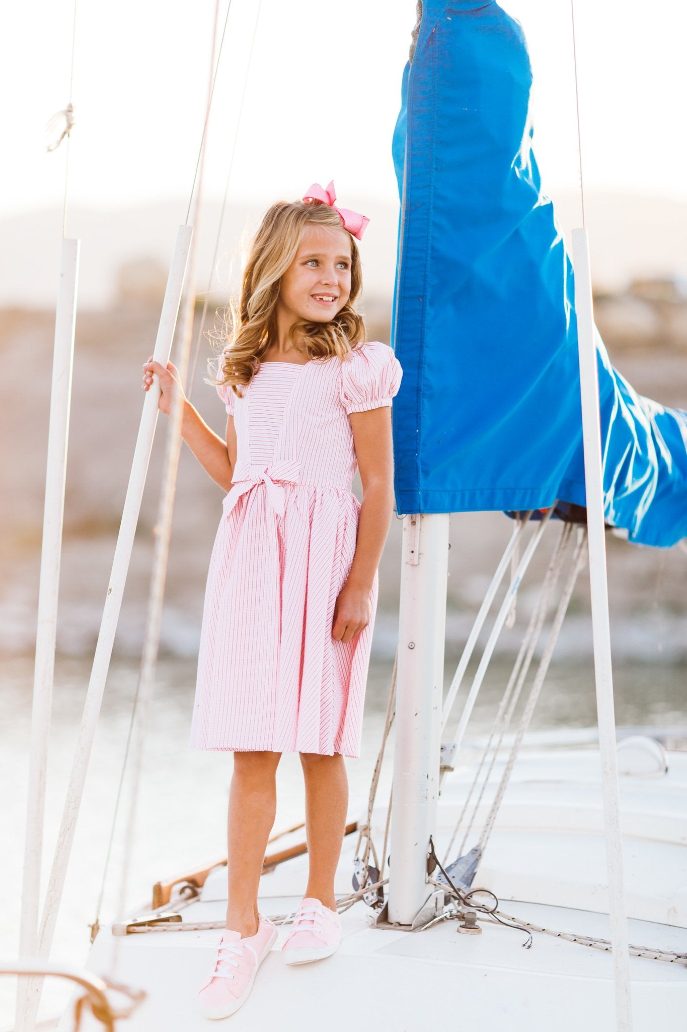 Picnic Dress in Red, White & Blue Seersucker