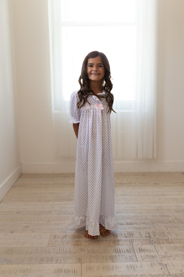 Girls Nightgown with Pink Rosebuds
