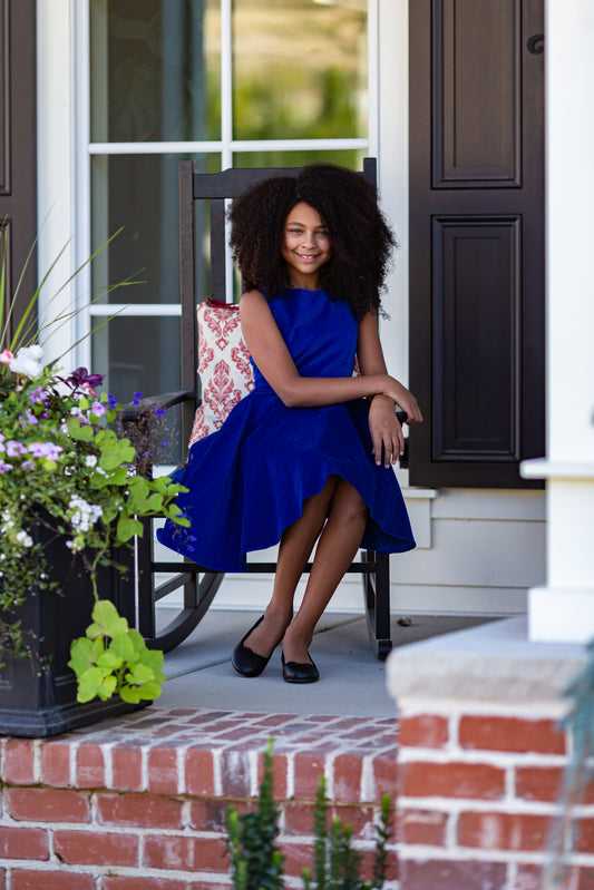 Special Occasion Dress in Royal Blue Velvet