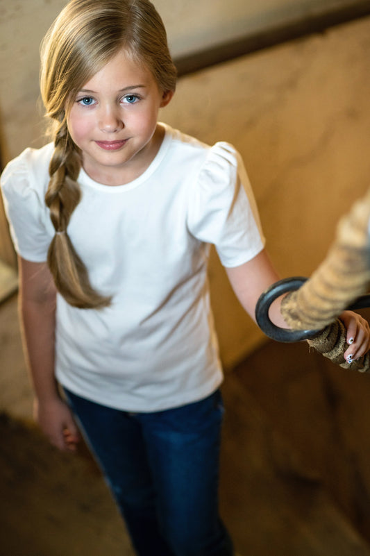 Charlotte Girl's T-Shirt, Short-Sleeve Ivory