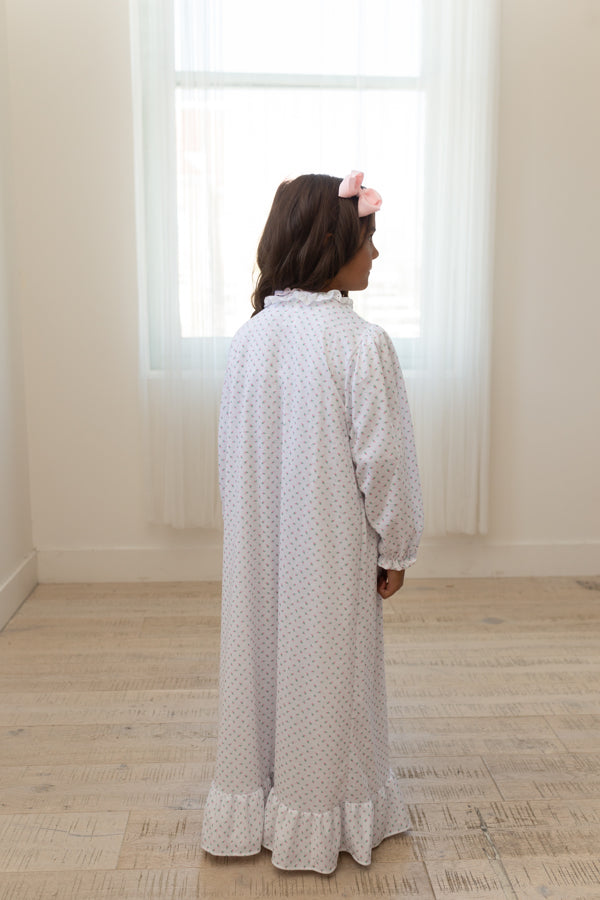 Girls Robe with Pink Rosebuds