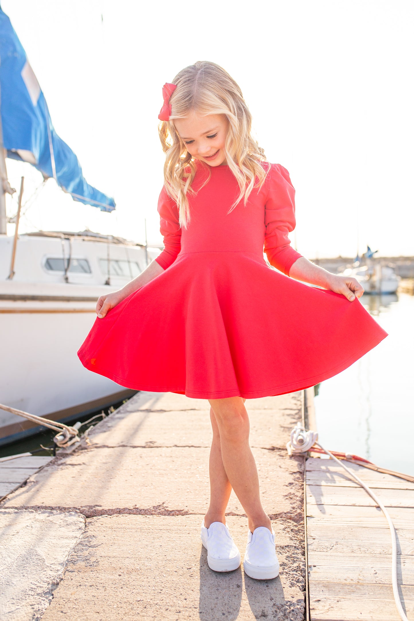 Alexis Long Sleeve T-Shirt Dress in Red