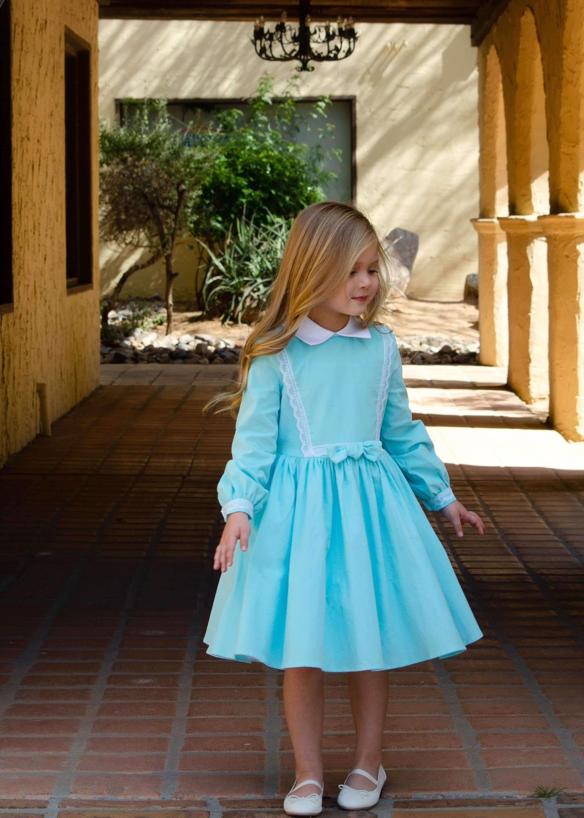 Payton Dress in Blue Classic Girl Clothing