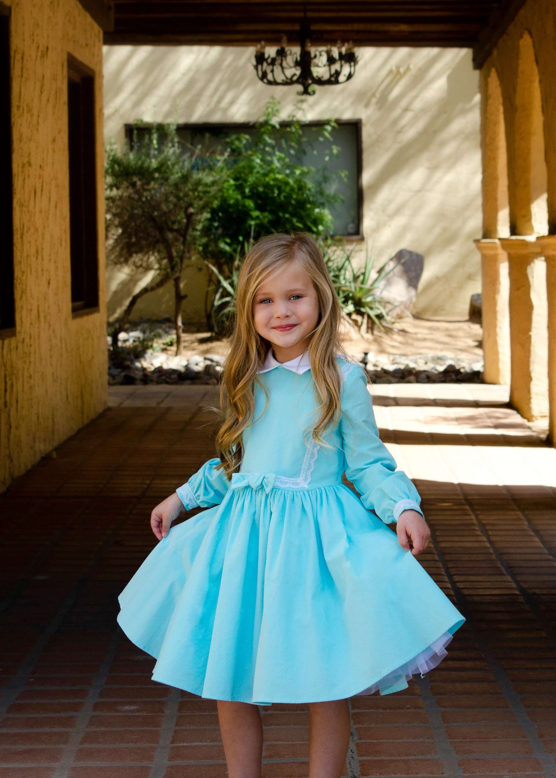 Payton Dress in Blue Classic Girl Clothing